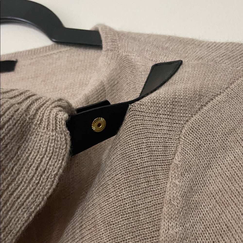 BRIGGS|Light Taupe Ruffle Shawl Sweater with Buckle Detail|Small|EUC - Picture 5 of 13